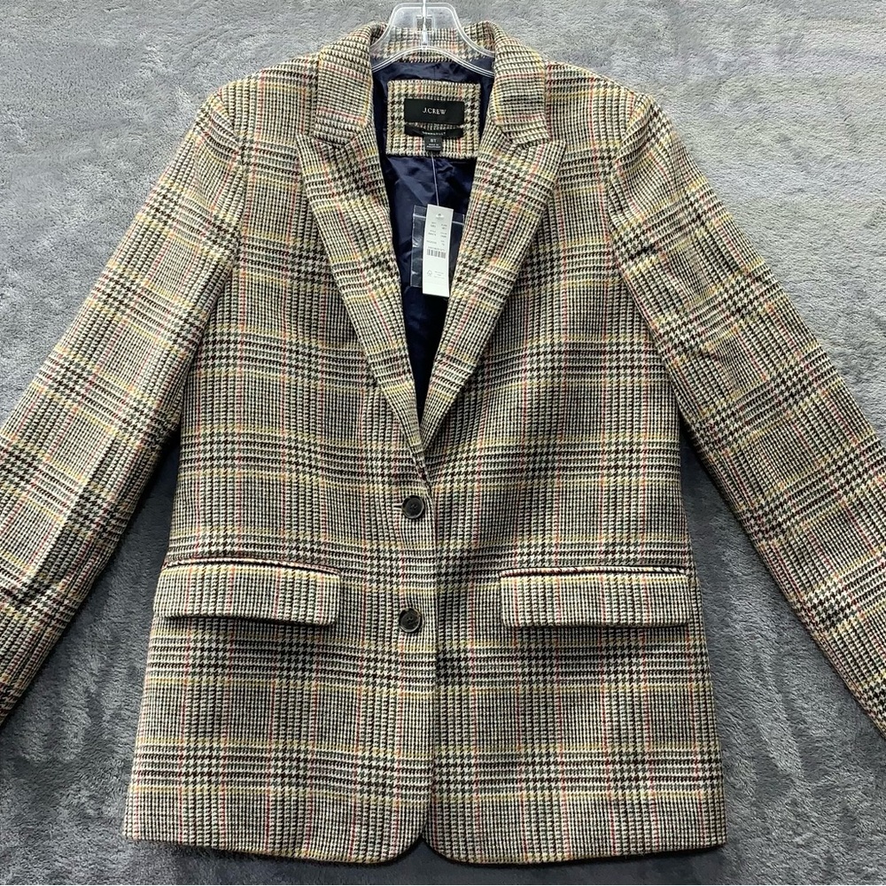 NWT J. Crew Sommerset Blazer Jacket Glen Plaid English Wool Women Size 8T